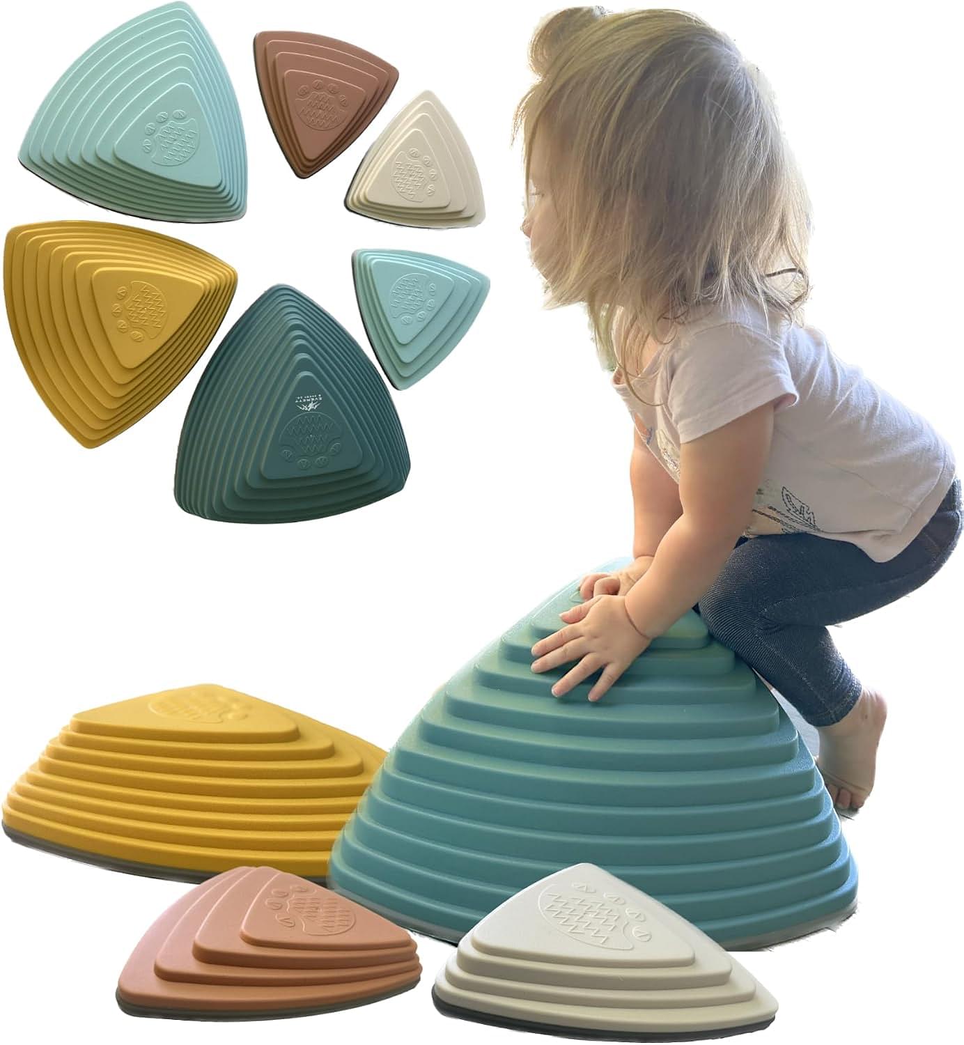 Everett & Avery Co. Sensory Stepping Stones for Kids - Set of 6 Premium Balance Stones for Obstacle Courses