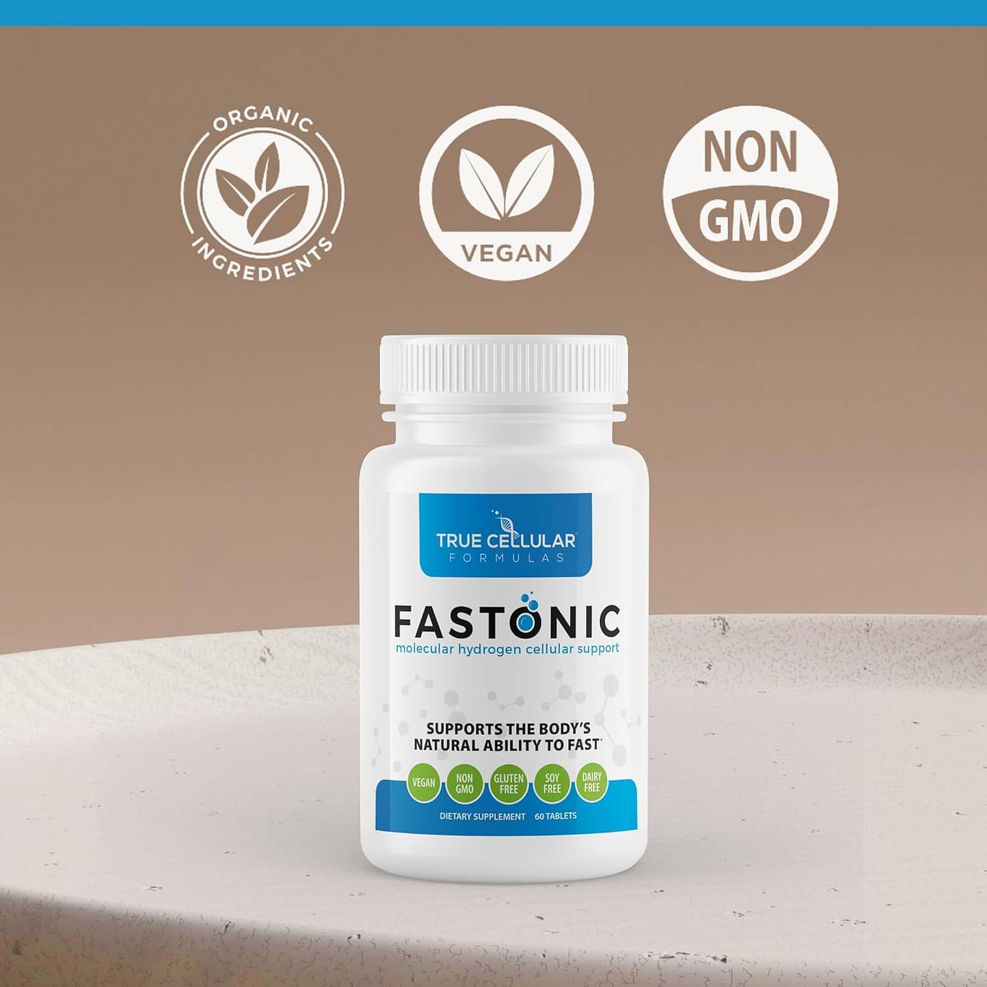 Fastonic Molecular Hydrogen Supplement-Elite Level of H2-60 Servings (60 Tablets) Non GMO,Gluten Free,Soy Free Effortless Fasting,Improved Cognitive Function,Skin Health