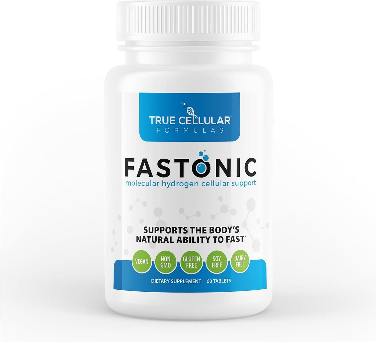 Fastonic Molecular Hydrogen Supplement-Elite Level of H2-60 Servings (60 Tablets) Non GMO,Gluten Free,Soy Free Effortless Fasting,Improved Cognitive Function,Skin Health