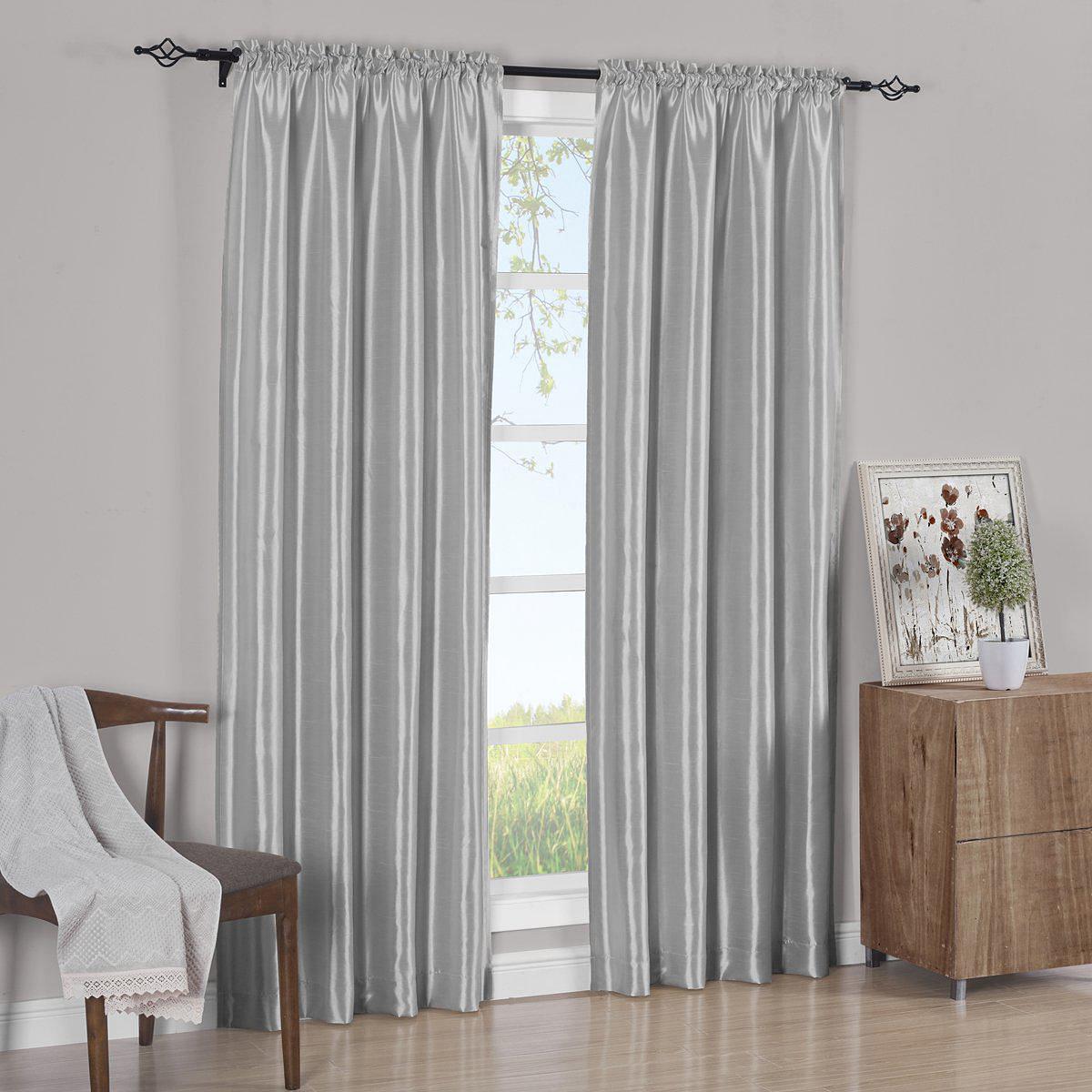 Faux Silk Curtain Panels Pair (Set of 2) Rod Pocket Soho