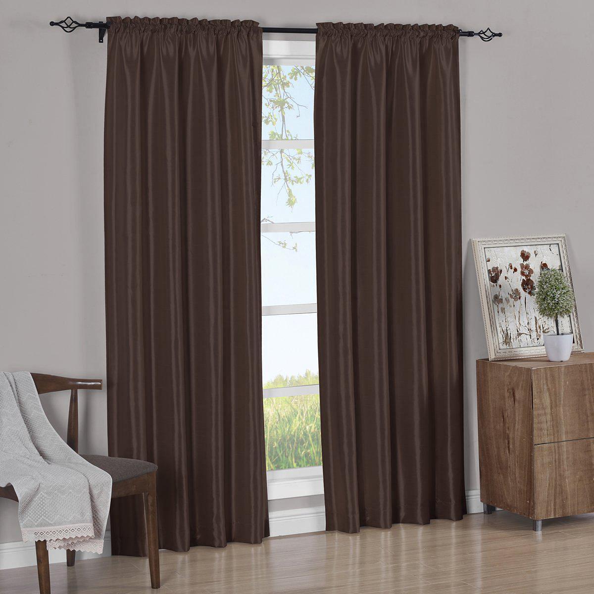 Faux Silk Curtain Panels Pair (Set of 2) Rod Pocket Soho