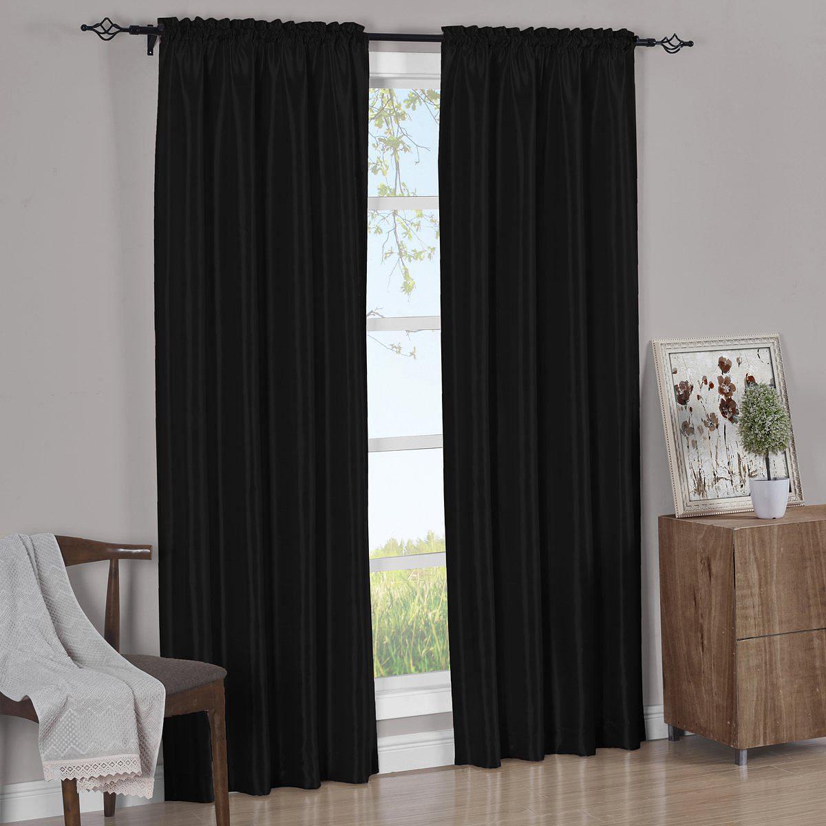 Faux Silk Curtain Panels Pair (Set of 2) Rod Pocket Soho