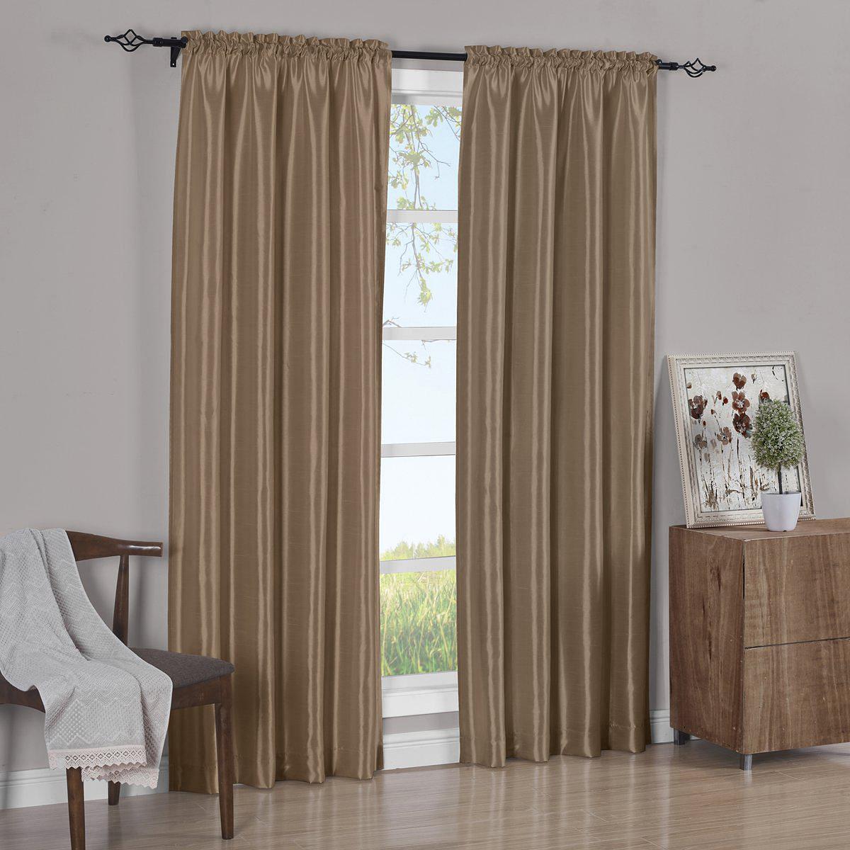 Faux Silk Curtain Panels Pair (Set of 2) Rod Pocket Soho