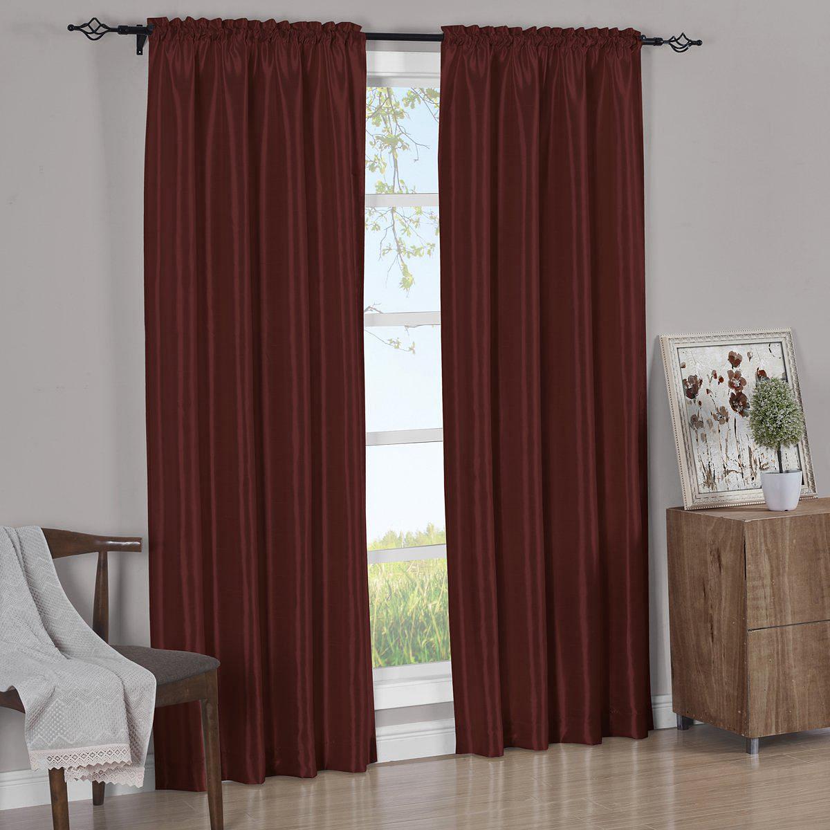 Faux Silk Curtain Panels Pair (Set of 2) Rod Pocket Soho