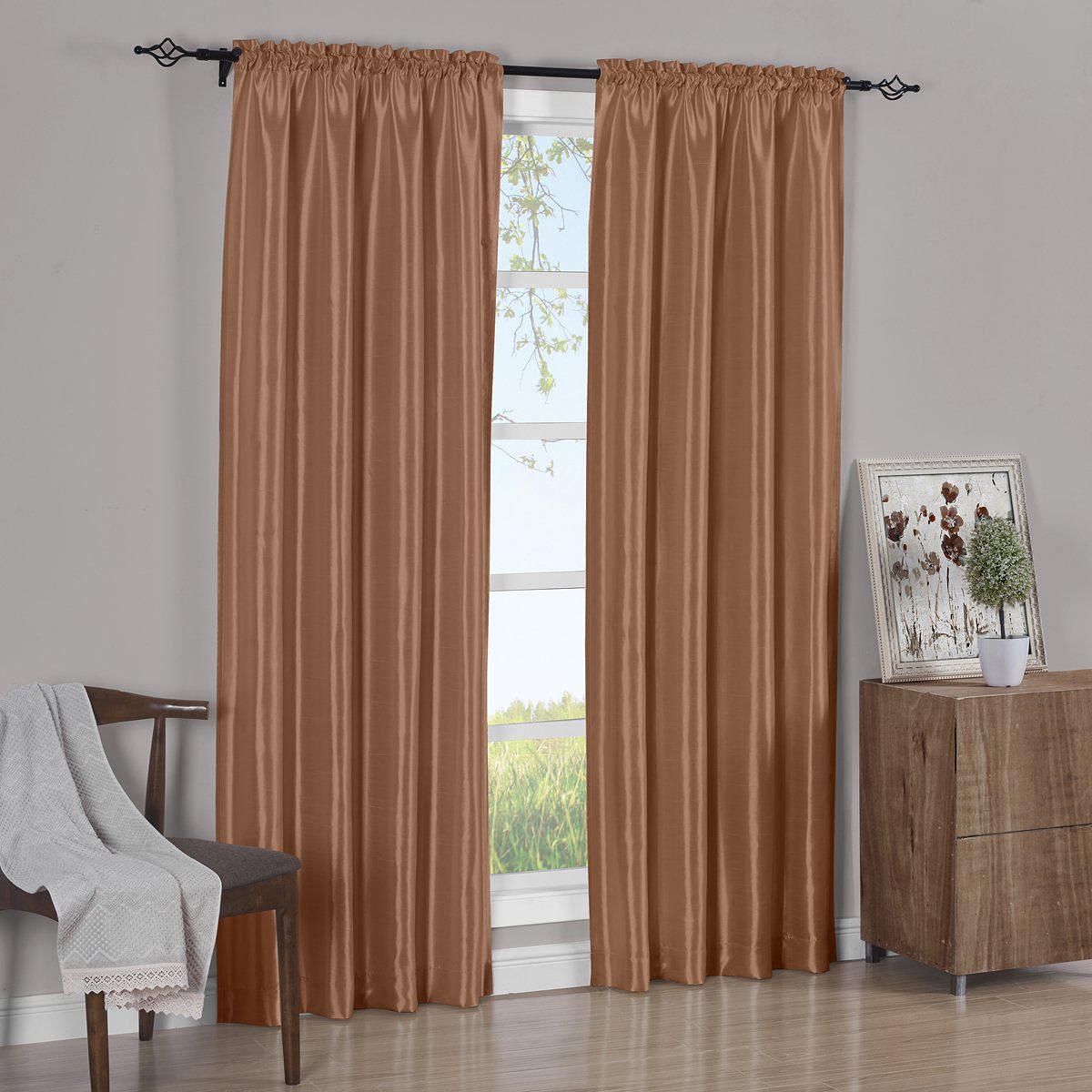 Faux Silk Curtain Panels Pair (Set of 2) Rod Pocket Soho