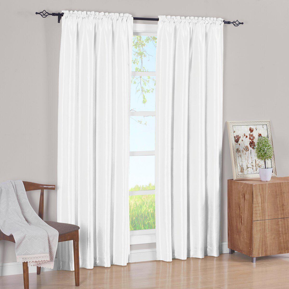 Faux Silk Curtain Panels Pair (Set of 2) Rod Pocket Soho