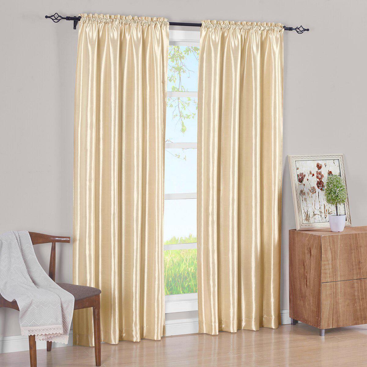 Faux Silk Curtain Panels Pair (Set of 2) Rod Pocket Soho