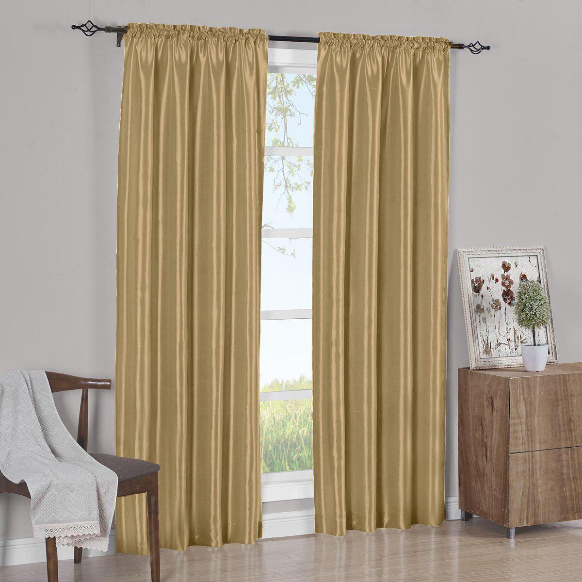 Faux Silk Curtain Panels Pair (Set of 2) Rod Pocket Soho