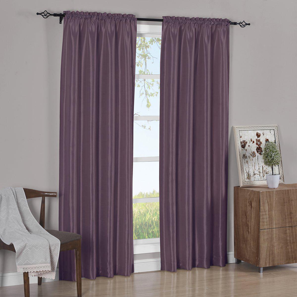 Faux Silk Curtain Panels Pair (Set of 2) Rod Pocket Soho