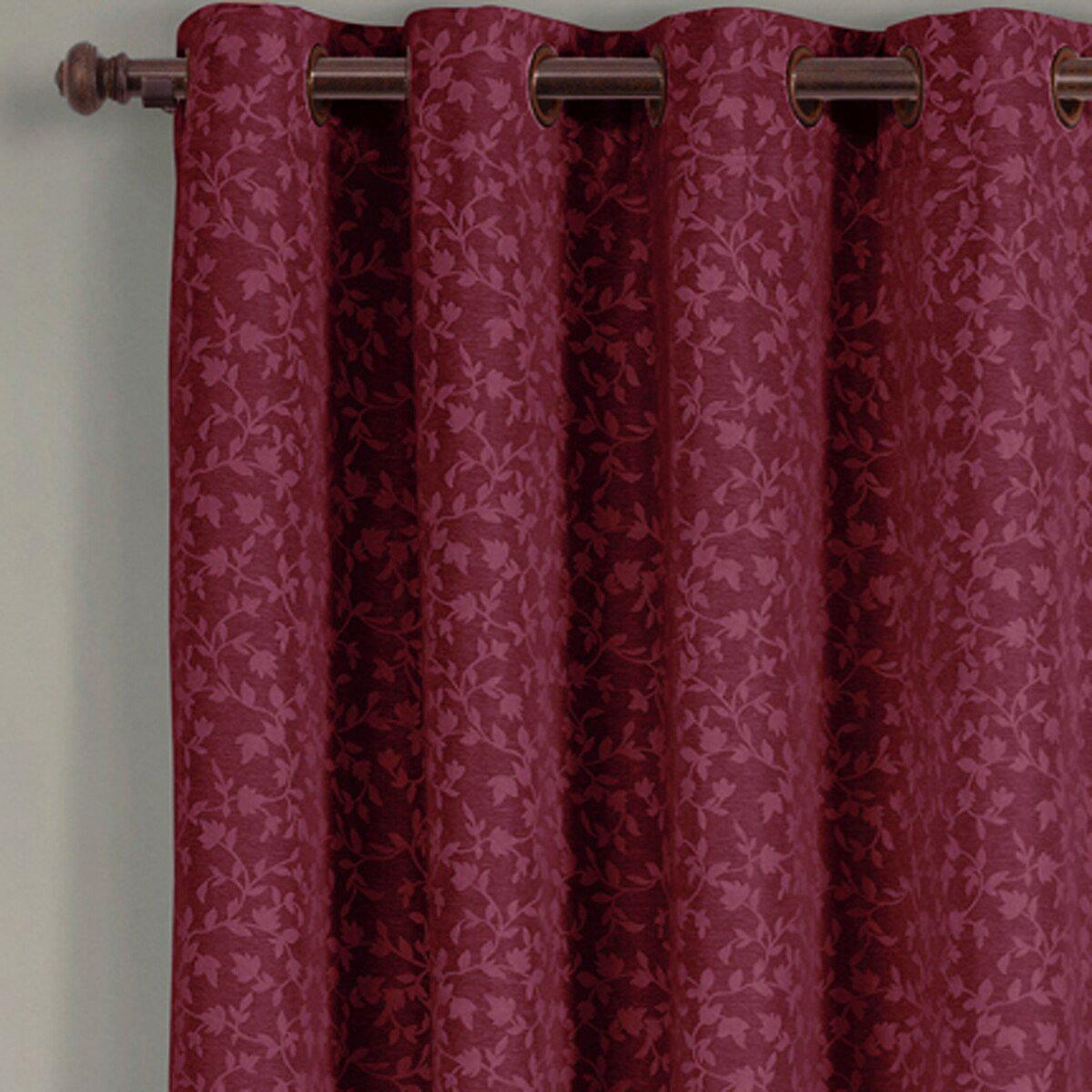 Fiorela Jacquard Drapes Floral Curtains Grommet Top Panel (Single)