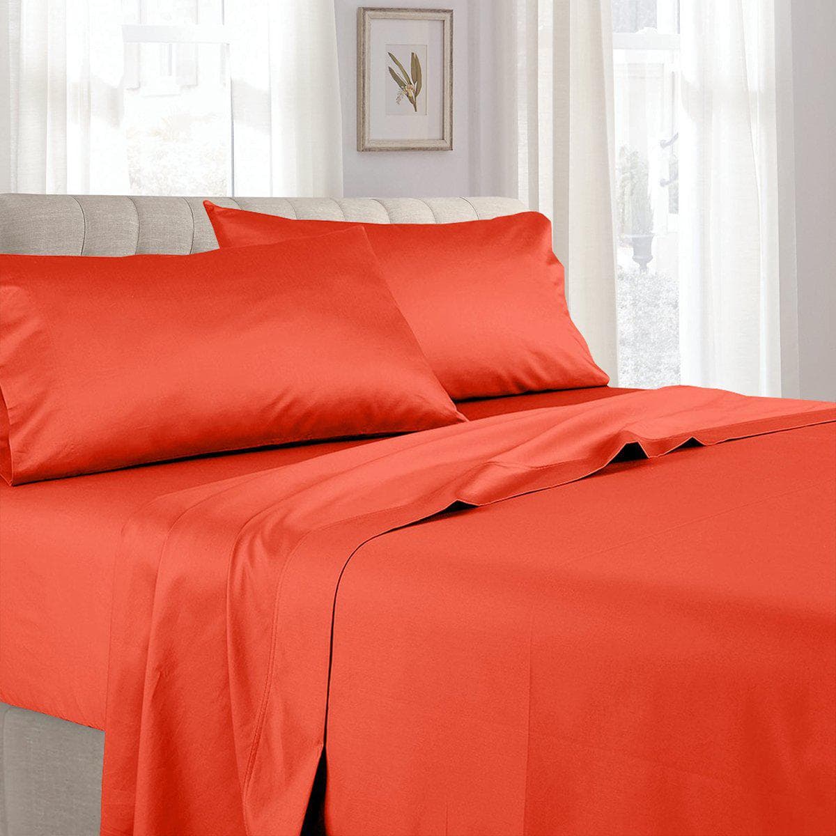 Flex Top King Sheet Set 340  All Cotton Sateen (Half Split Fitted)