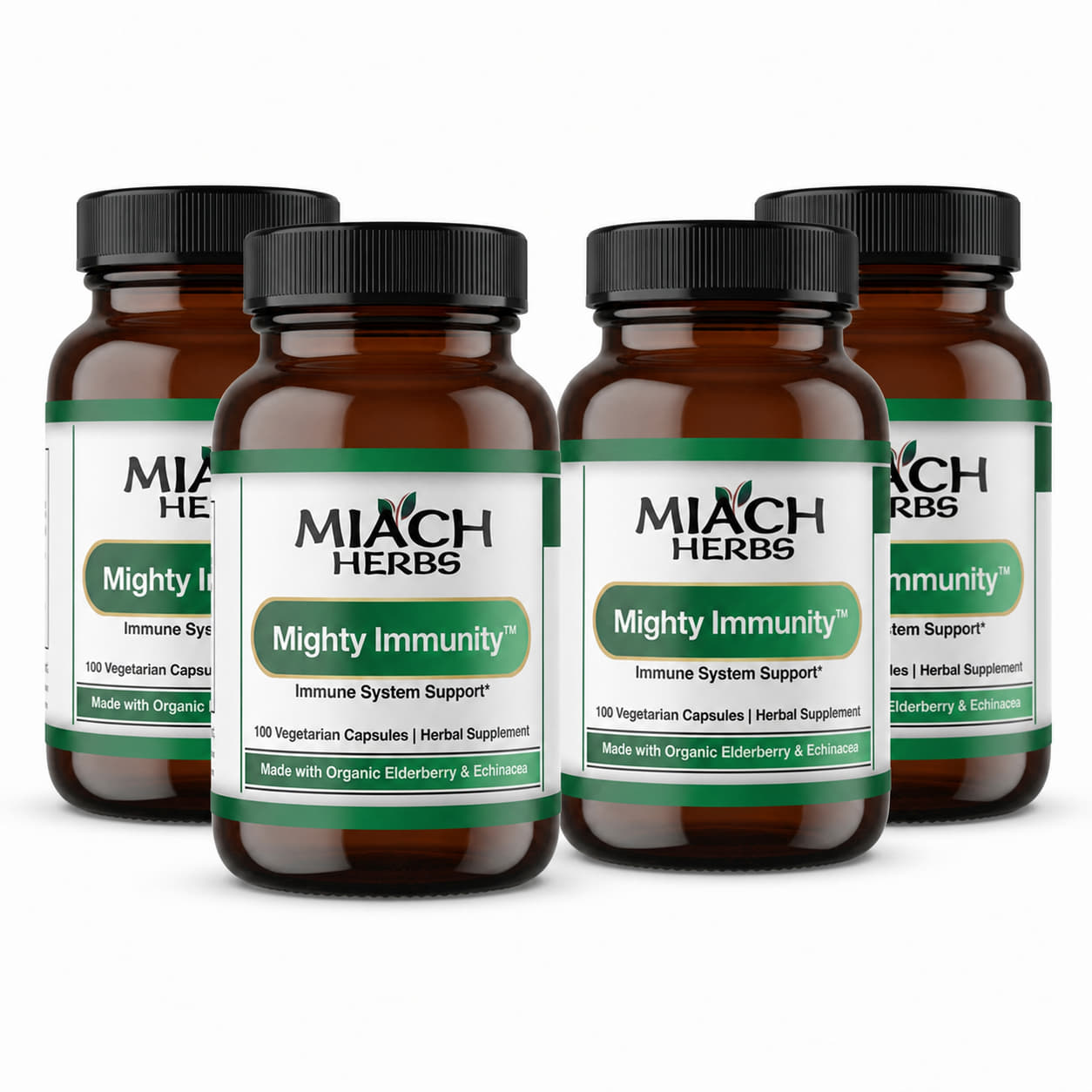 BOGO 50% OFF! | MOST POPULAR - 4 Pack: Mighty Immunity Organic Herbal Immune Support Capsules – (8 Whole Herbs)