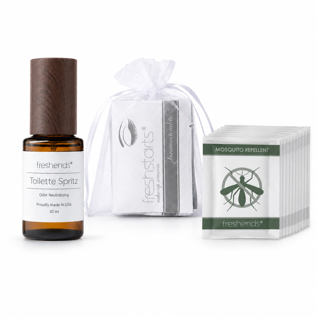 Summer Protection Bundle | 100 Count Mosquito Repellent Wipes + 2 FREE Gifts: 6 Makeup Remover Towelettes & Toilette Spritz