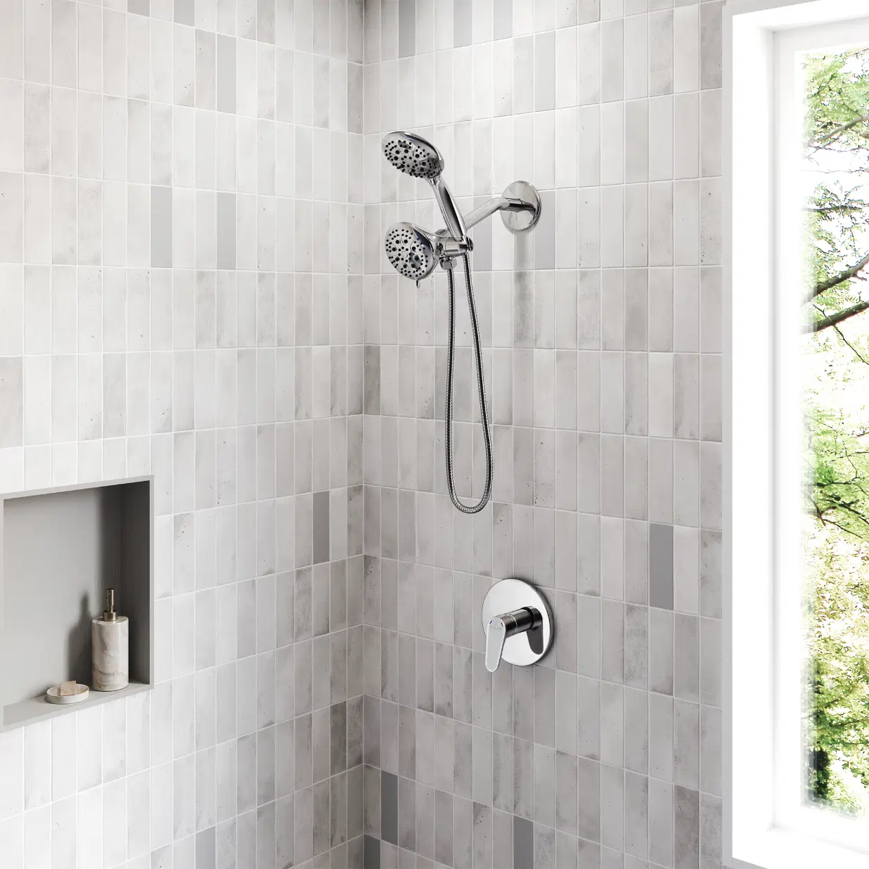 Fusion 4.7-in Multi-function Showerhead and Multi-function Handshower Shower Combo Chrome