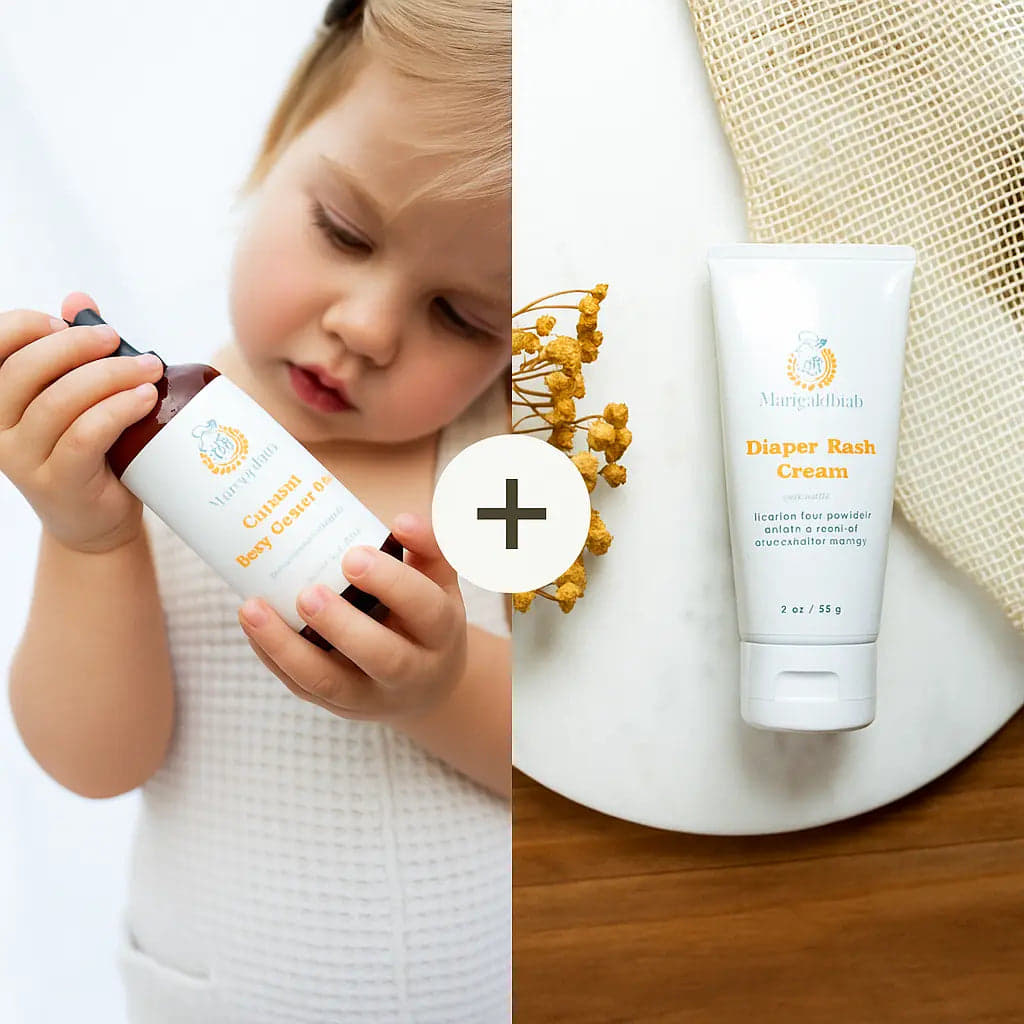 Gentle Beginnings - Baby Bundle - Ayurvedic Baby Care Set with Calming Baby Massage Oil & Protective Diaper Rash Cream for Newborn Skin Comfort and Care