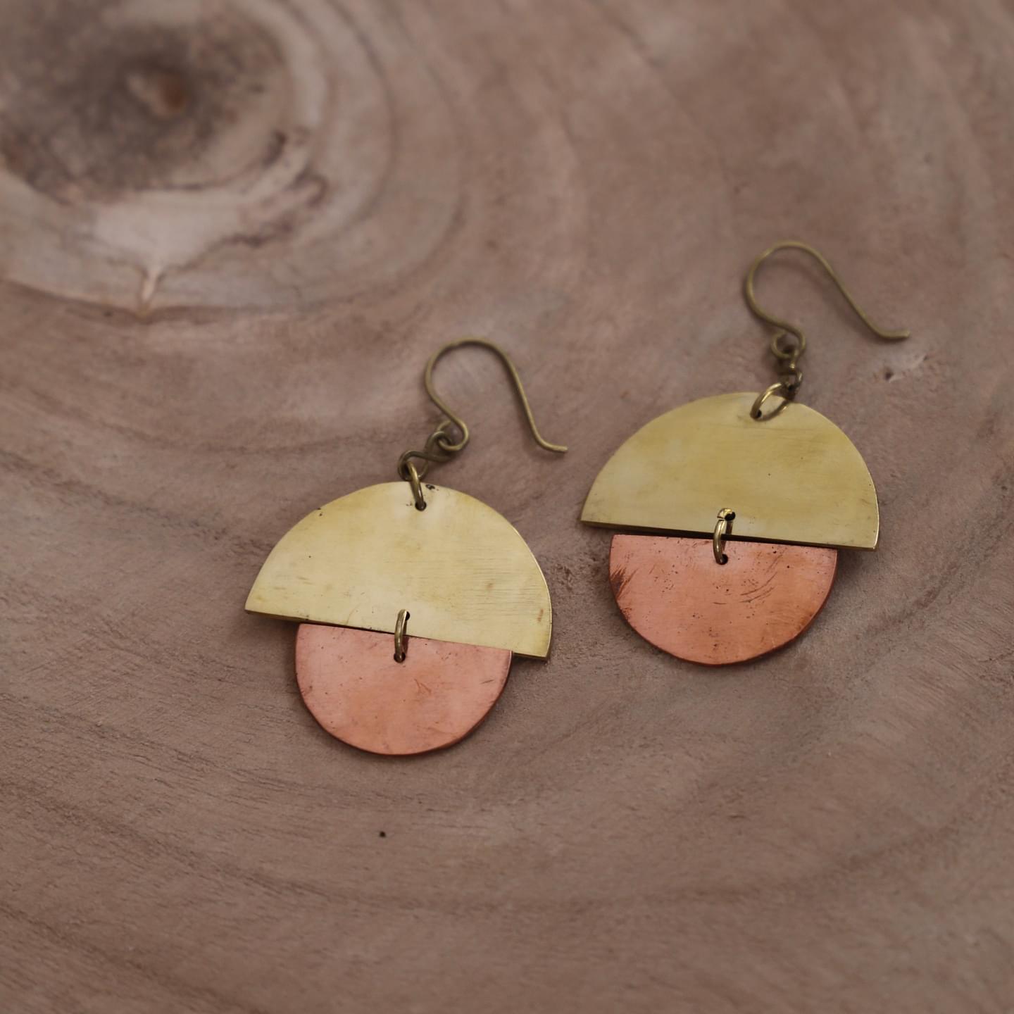 Geometric Half-Moon Dangle Earrings