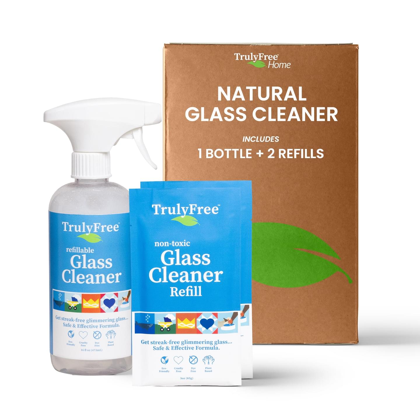 Glass Cleaner Starter Kit (1 bottle + 2 refills)