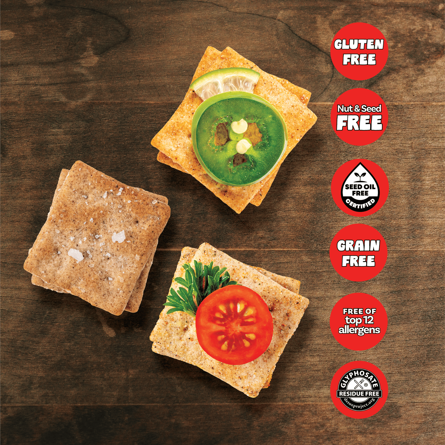 Grain-Free Crackers Variety Pack [6-Pack] – 6-Pack, Assorted Flavors, Grain-Free Crackers