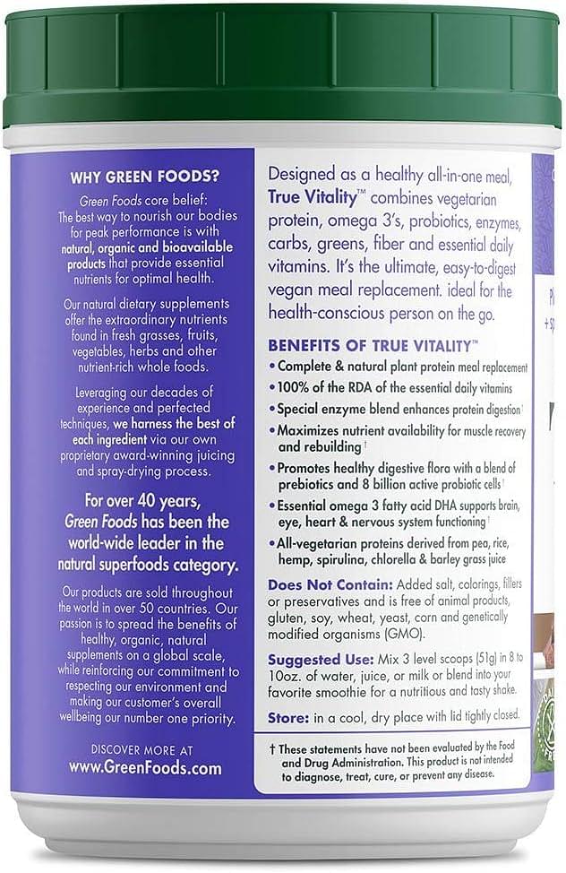 Green Foods True Vitality, Chocolate, 25.2 Ounce Chocolate 1.57 Pound (Pack of 1)
