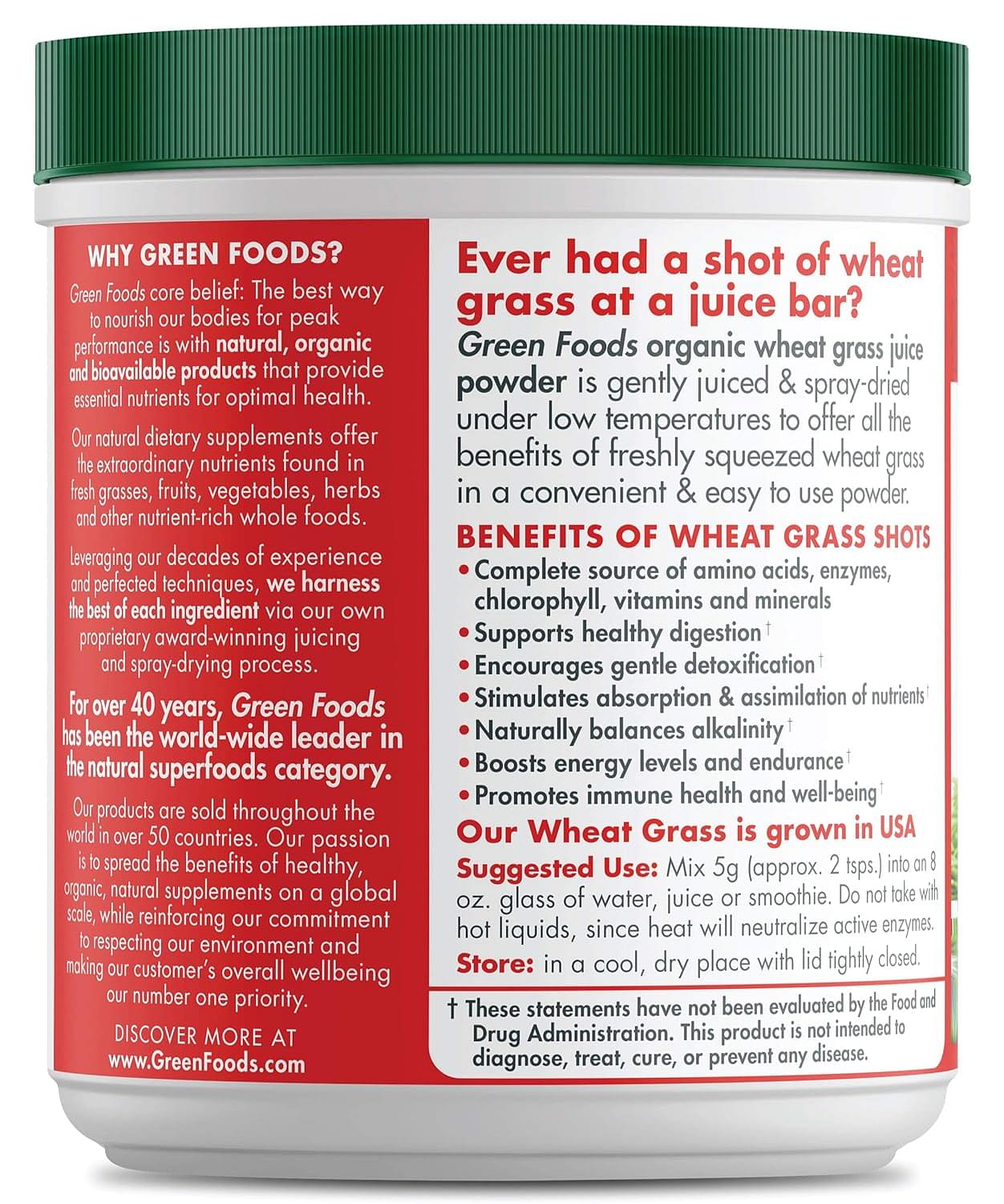 Green Foods Wheat Grass Shot 30SRV ORG, 5.3 Ounce
