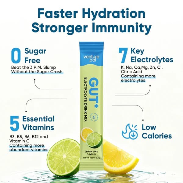 Gut Electrolyte Drink Mix - Variety - Hydration Powder with 7 Electrolytes, Vitamins, Probiotics & Herbal Blend for Immune Support, Energy & Daily Recovery