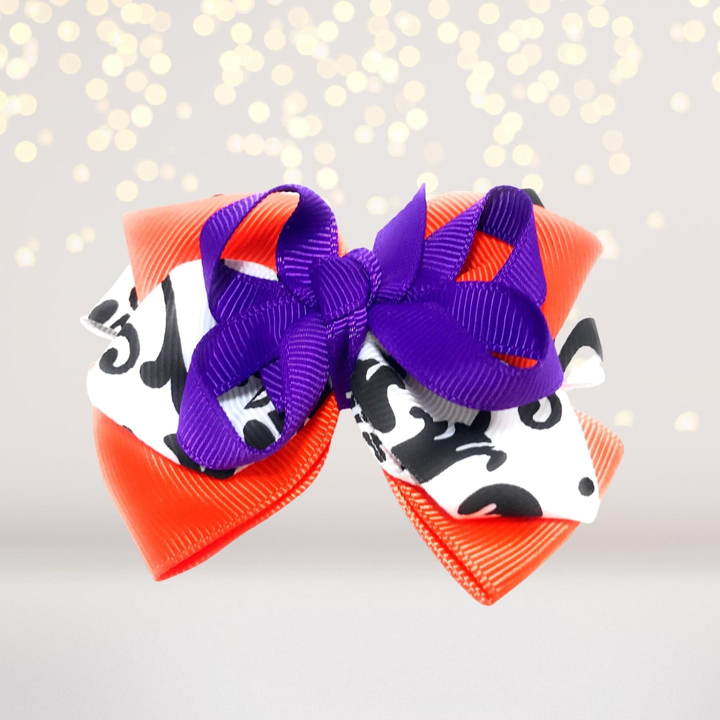 Halloween Hair Bows, Orange Black and Purple Halloween Hair Bows
