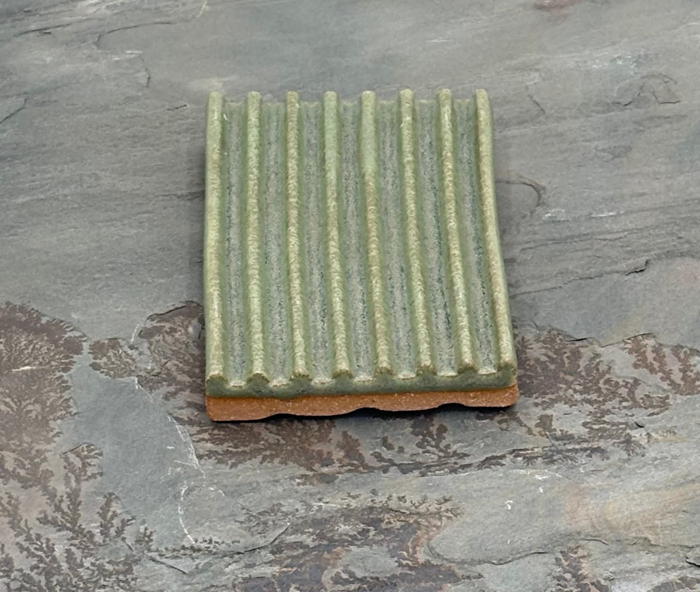 Handcrafted Ceramic Soap Dish - Artisan Soap Saver Tray for Bathroom & Kitchen - Sage