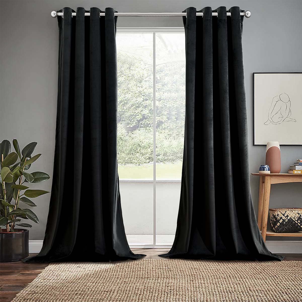 Heavyweight Velvet Grommet Curtain Panels (Set of 2)