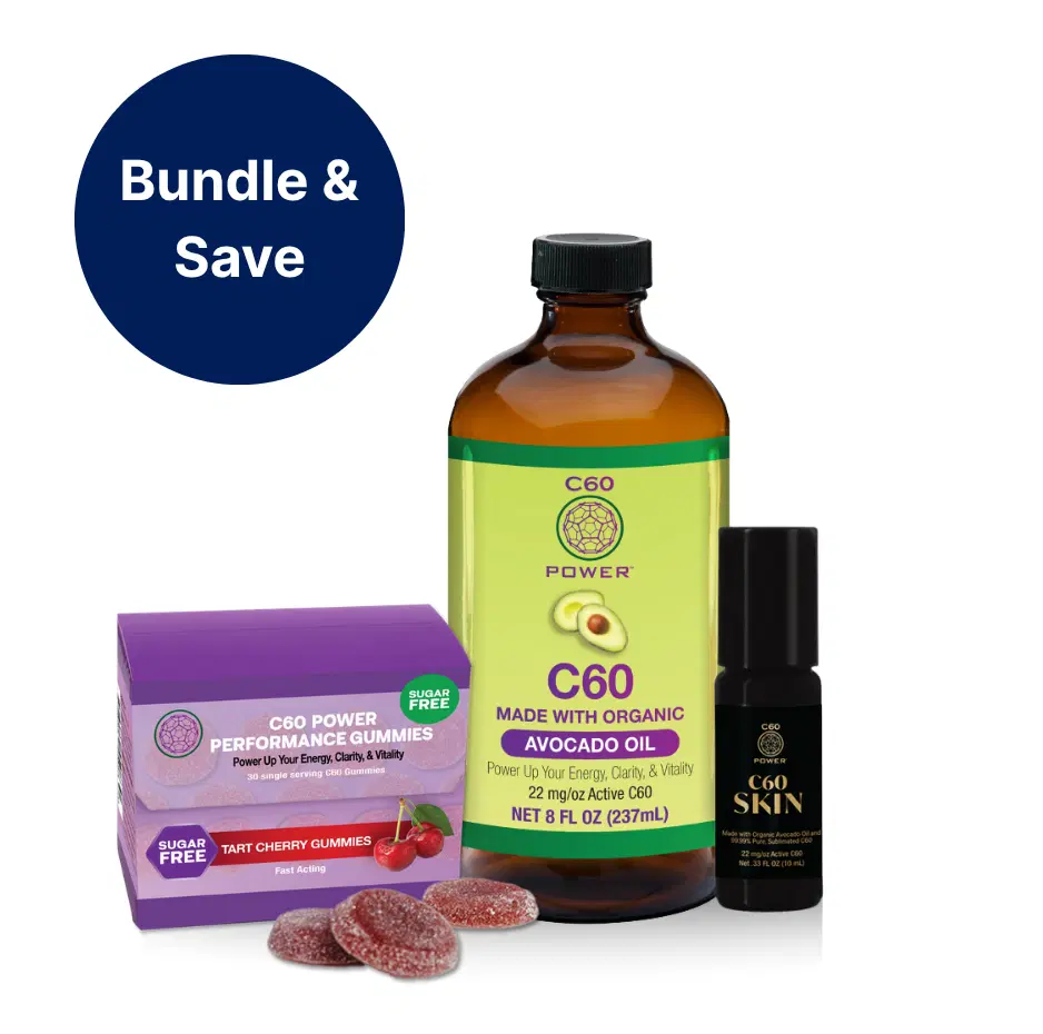 High Performance Bundle — C60 Avocado Oil + Sugar-Free Tart Cherry C60 Gummies + C60 Skin