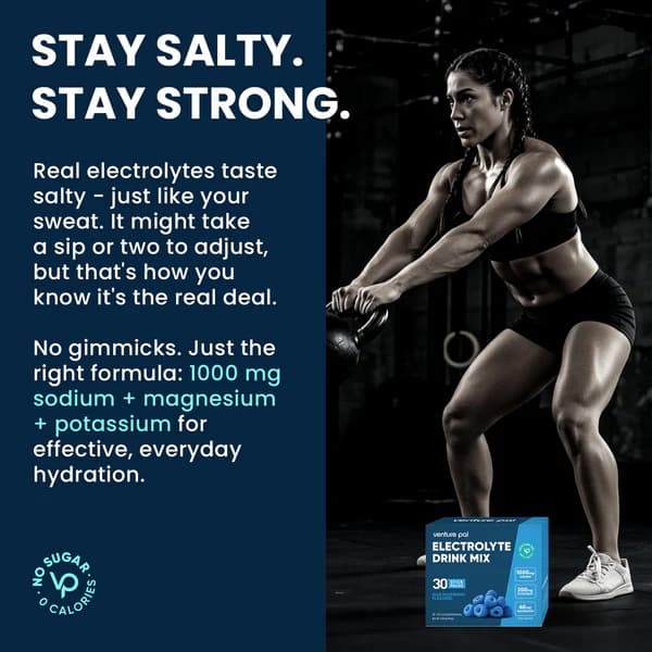 High Sodium Sugar Free Electrolytes Powder Packet - Blue Raspberry Salt - With Sodium, Potassium, Magnesium & Vitamin C for Electrolyte Balance and Daily Performance - 30 Sticks
