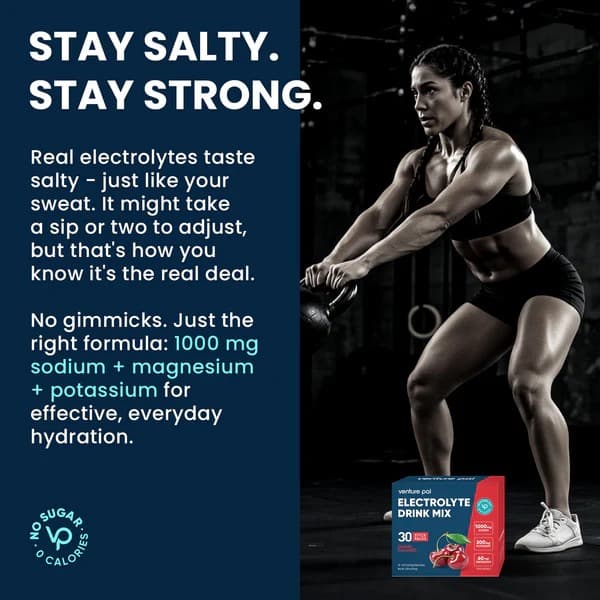 High Sodium Sugar Free Electrolytes Powder Packet - Cherry Salt - Rapid Hydration Drink Mix with Sodium, Potassium, Magnesium & Vitamin C for Electrolyte Balance and Daily Performance - 30 Sticks
