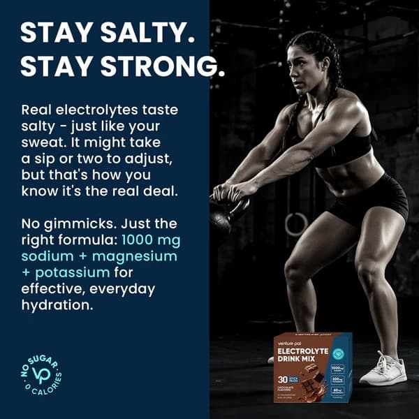 High Sodium Sugar Free Electrolytes Powder Packet - Chocolate Salt - With Sodium, Potassium, Magnesium & Vitamin C for Electrolyte Balance and Daily Performance - 30 Sticks