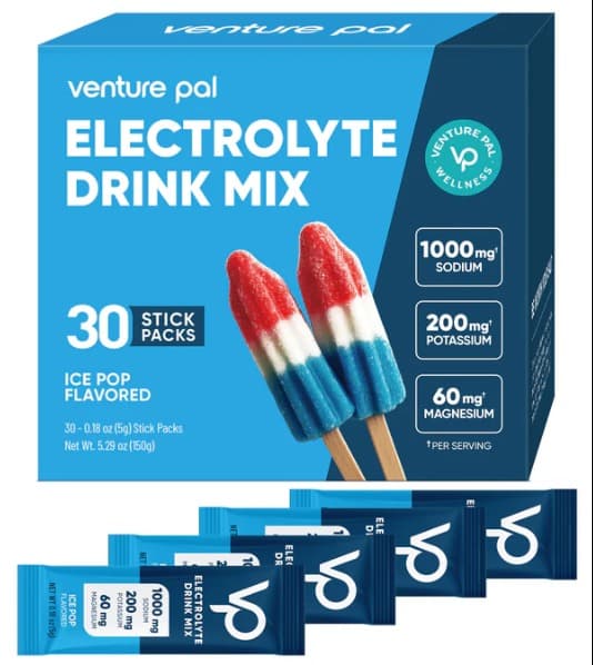 High Sodium Sugar Free Electrolytes Powder Packet - Ice Pop Salt - With Sodium, Potassium, Magnesium & Vitamin C for Electrolyte Balance and Daily Performance - 30 Sticks