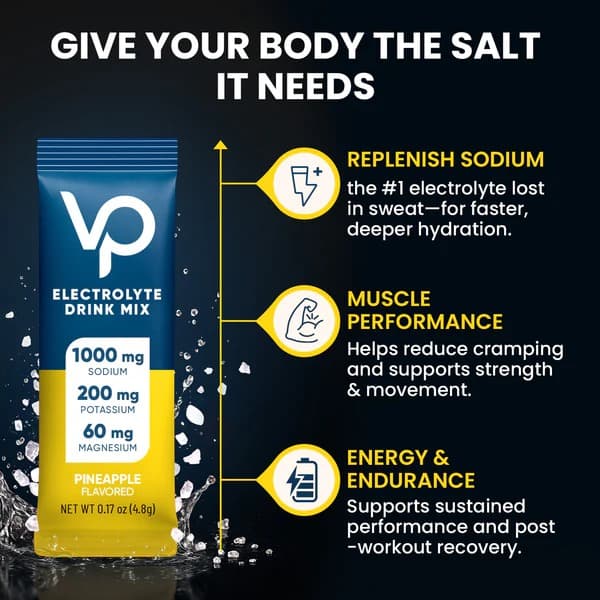 High Sodium Sugar Free Electrolytes Powder Packet - Pineapple Salt - Rapid Hydration Drink Mix with Sodium, Potassium, Magnesium & Vitamins for Daily Performance and Electrolyte Balance - 30 Sticks