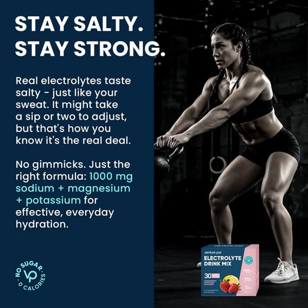High Sodium Sugar Free Electrolytes Powder Packet - Strawberry Lemonade Salt - Hydration Drink Mix with Sodium, Potassium, Magnesium & Vitamin C for Rapid Rehydration and Daily Performance - 30 Sticks