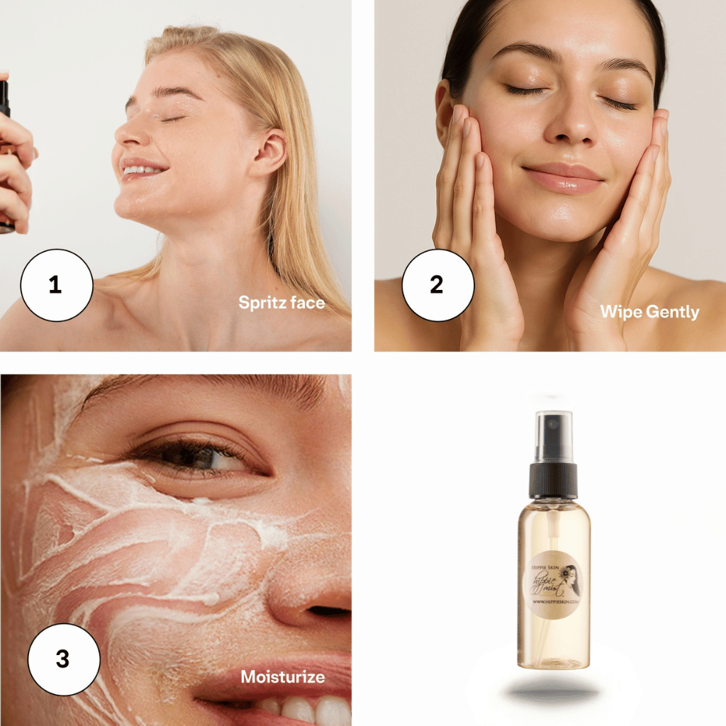 Hippie Mist Natural Toning Spray Alcohol-Free Toner with Witch Hazel Apple Cider Vinegar