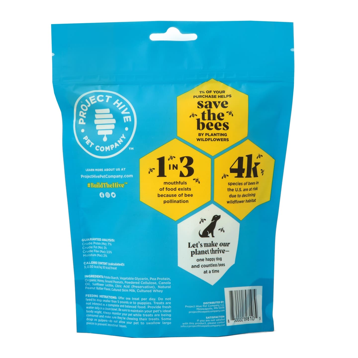hive chews - small - Dental Dog Treats, Peanut & Honey Recipe, 8 oz Bag
