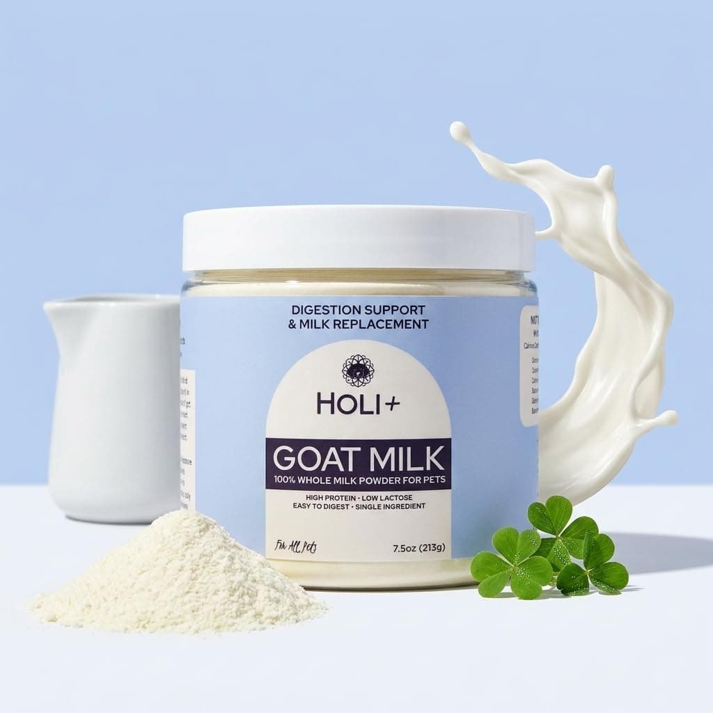 HOLI Goat Milk Powder - Dog Milk Replacer for Puppies, Adults, and Seniors. Whole Goat Milk Rich in MCTs for Activity Support and Muscle Recovery - Supports Digestion and Immune Health, 7.5 Ounce Natural 7.5 Ounce (Pack of 1)