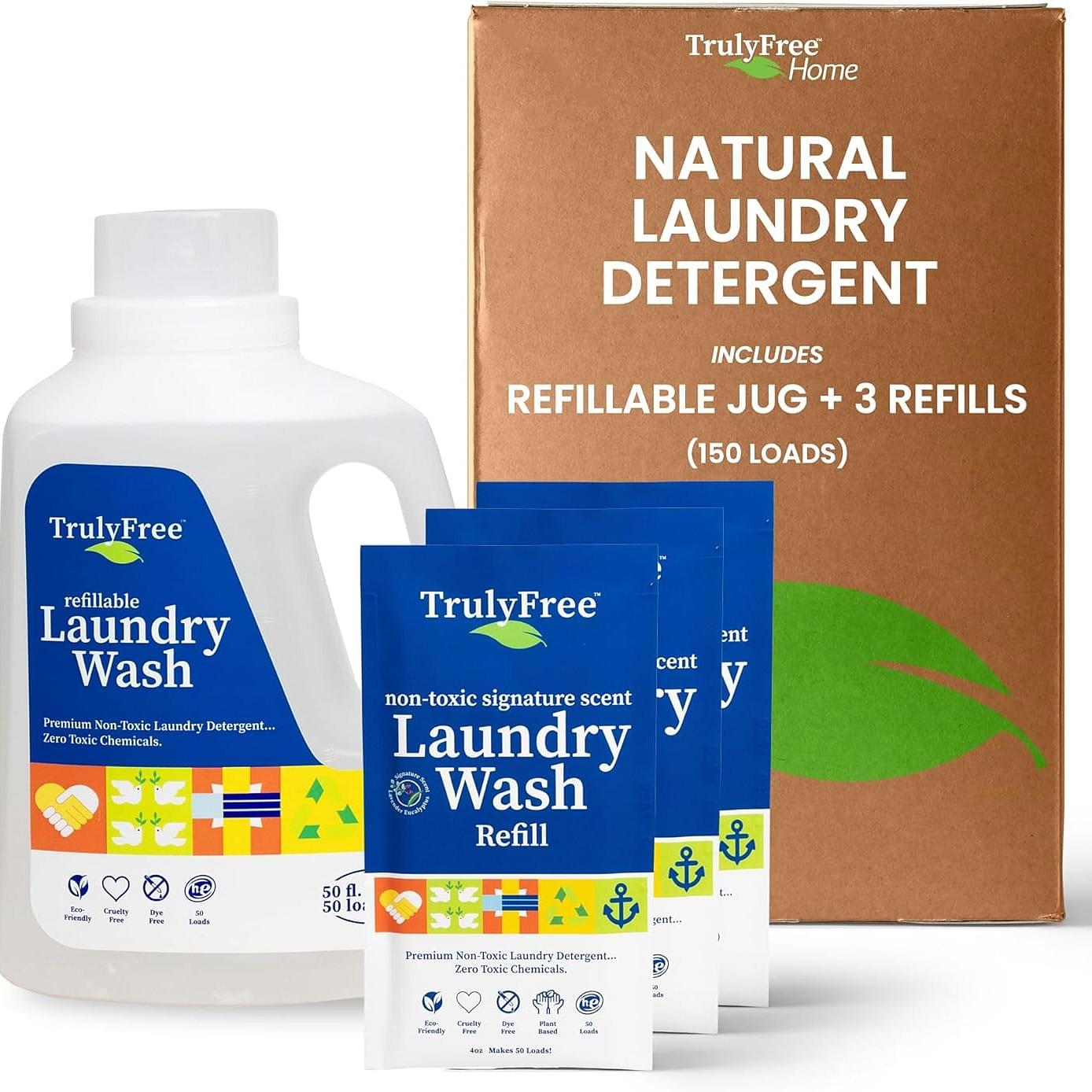 Truly-Free-Laundry-Detergent-for-Sensitive-Skin-|-Gentle-Safe-for-Baby-Clothes-|-Plant-Based-|-Easy-to-Dissolve-to-Create-a-Liquid|-Include-1-Refillable-Bottle|-Signature-Scent