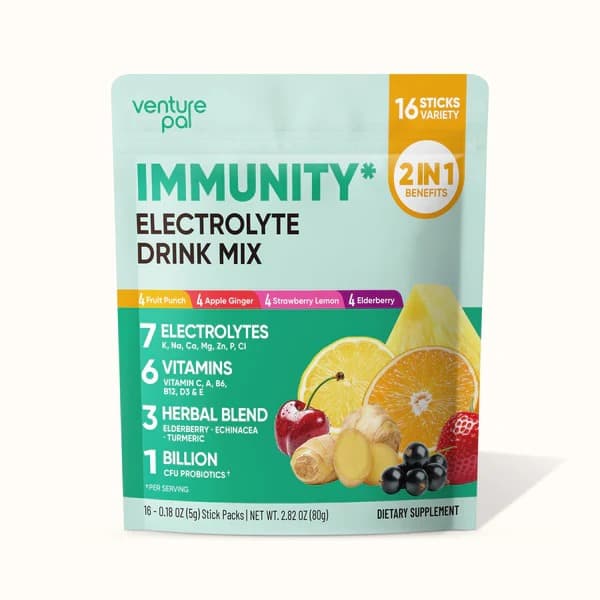 Immune Electrolyte Drink Mix - Variety Pack - Hydration Powder with 7 Electrolytes, Vitamins, Probiotics & Herbal Blend for Immune Support, Energy & Daily Recovery