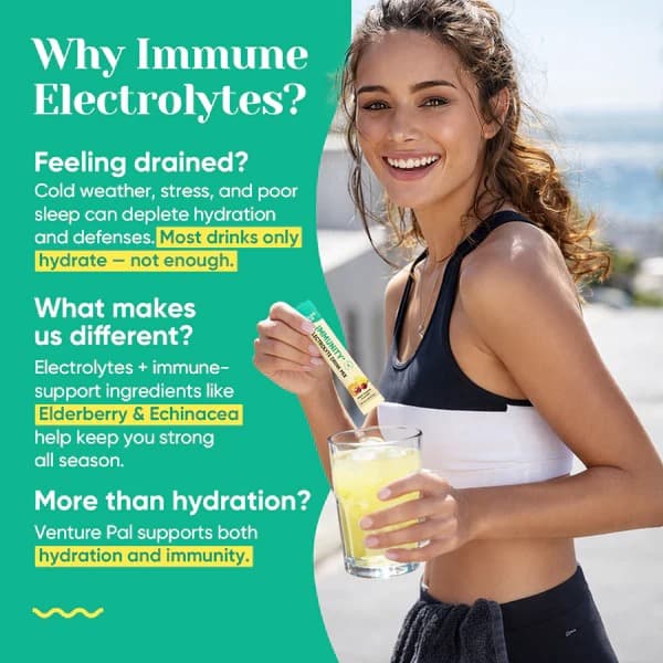 Immune Electrolyte Drink Mix - Variety Pack - Hydration Powder with 7 Electrolytes, Vitamins, Probiotics & Herbal Blend for Immune Support, Energy & Daily Recovery