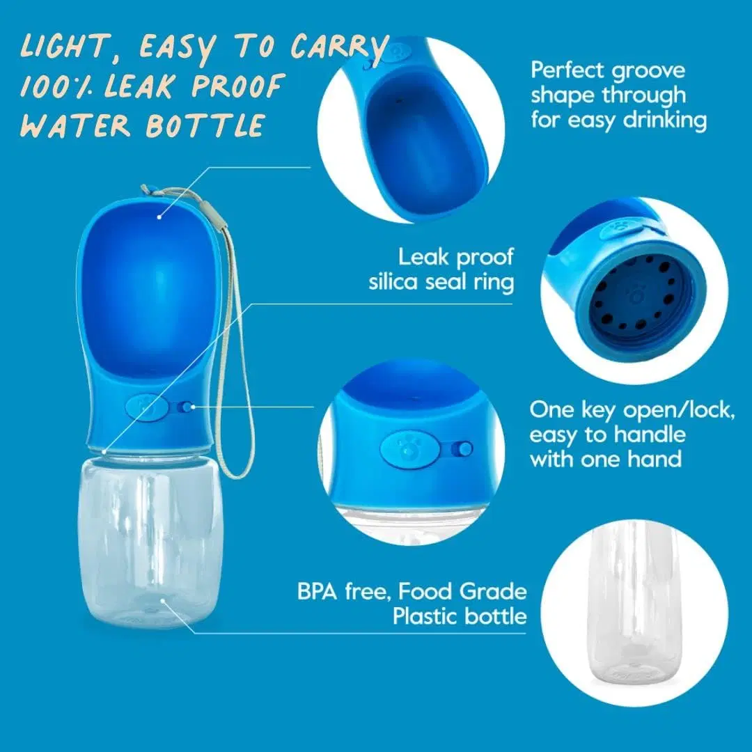 12 Oz Dog Water Bottle with Cool Free Neoprene Holder | Leak-Proof & Lightweight Cup for Outdoor- Travel, Hiking or Walking