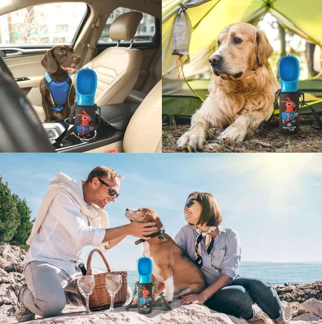 12 Oz Dog Water Bottle with Cool Free Neoprene Holder | Leak-Proof & Lightweight Cup for Outdoor- Travel, Hiking or Walking