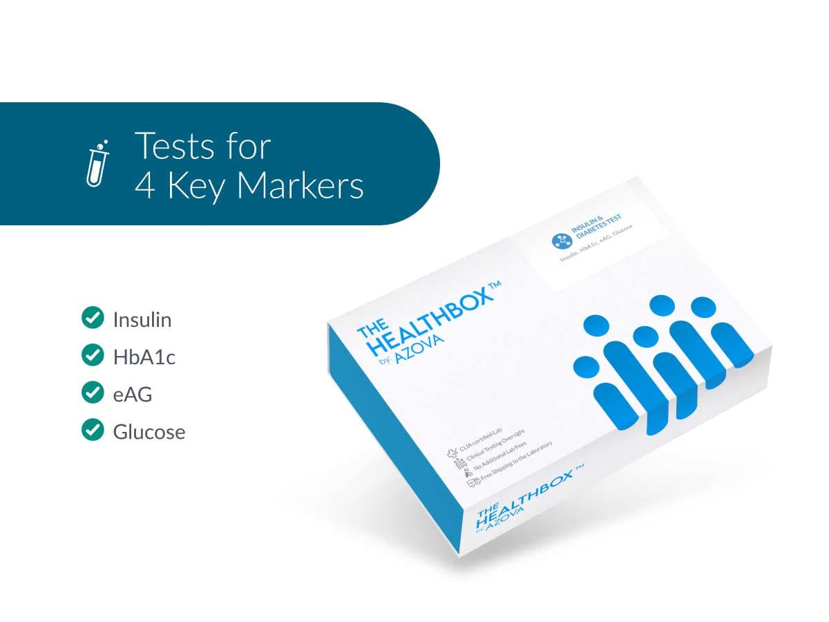 Insulin and Diabetes Test - At-Home Blood Sugar Test Kit with Fasting Insulin, HbA1c & Glucose Biomarkers for Diabetes Risk Detection and Metabolic Health Monitoring