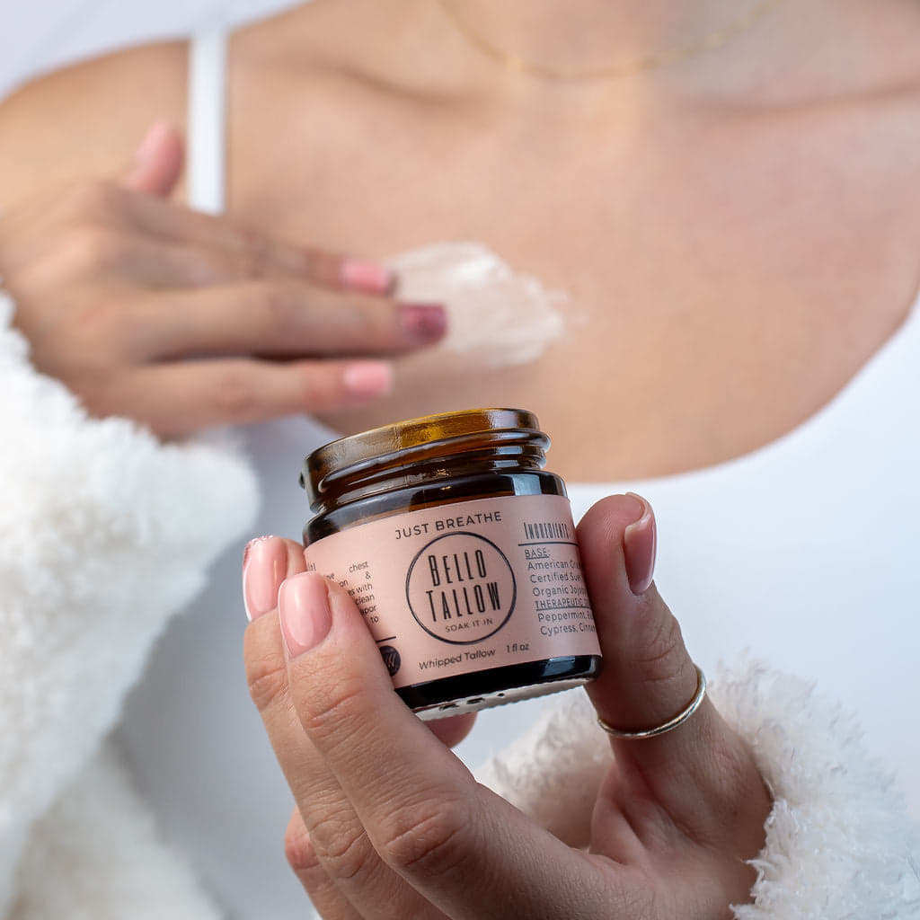 Just Breathe - Chest Rub 1 oz Tallow Balm with Peppermint & Eucalyptus Essential Oils