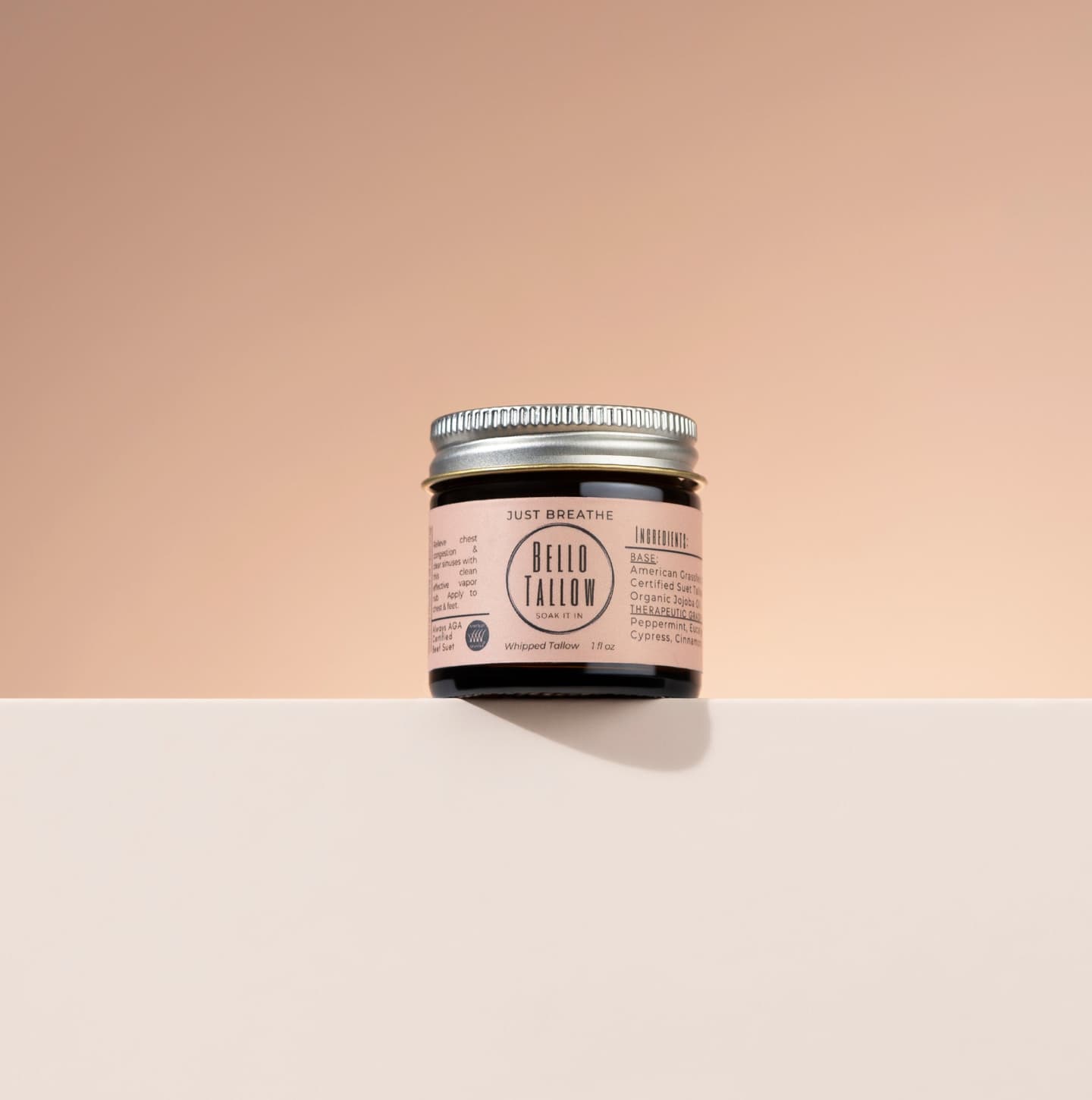 Just Breathe - Chest Rub 1 oz Tallow Balm with Peppermint & Eucalyptus Essential Oils