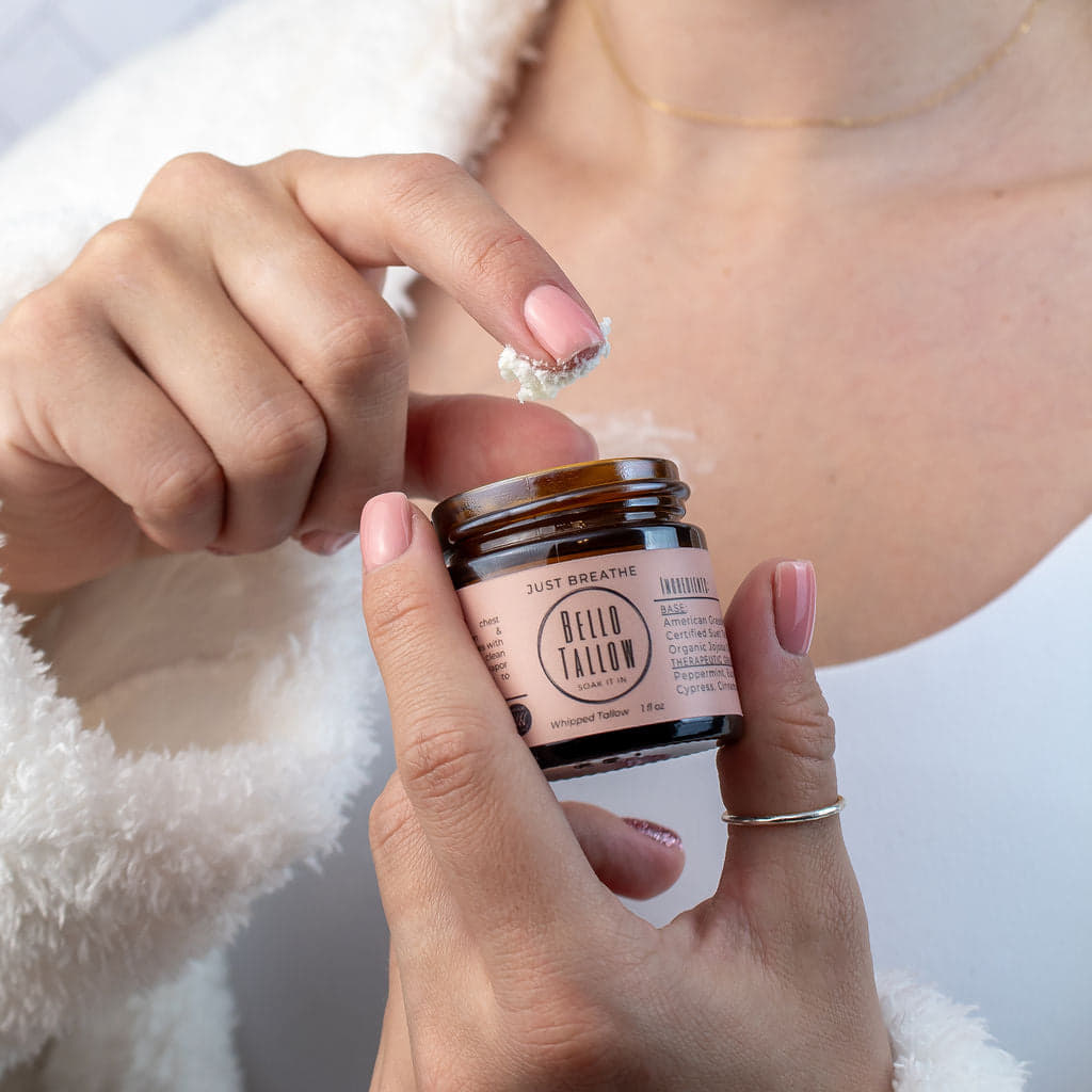 Just Breathe - Chest Rub 1 oz Tallow Balm with Peppermint & Eucalyptus Essential Oils