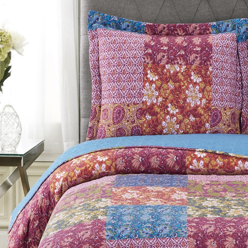 Kenzy Oversized Quilt Set Reversible Paisley Floral Patchwork