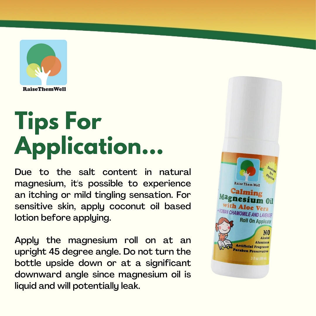 Kid Safe Calming Magnesium Oil For Sleep with Roman Chamomile and Lavender Essential Oils in a Roll-On Applicator