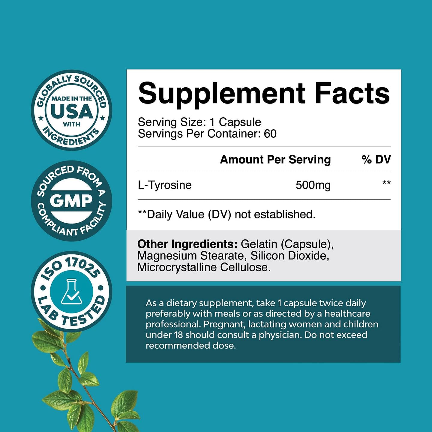 L-Tyrosine 500mg per serving